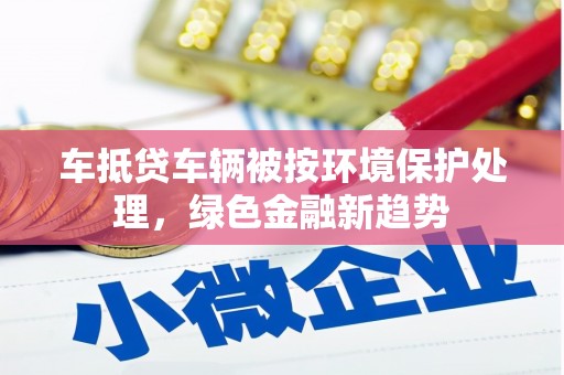 孟村车抵贷车辆被按环境保护处理，绿色金融新趋势